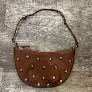 Clare V Lune Bag - Brown Studded Leather Shoulder Bag